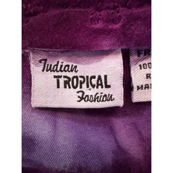 Vintage Indian Tropical Fashion Tie-Dye Tunic Top One Size 100% Rayon Embroidere - Picture 5 of 16